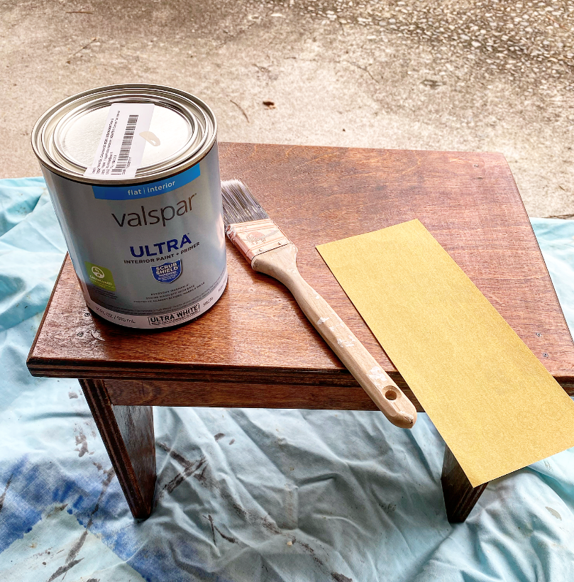 Supplies used were paint and paint brush and sandpaper